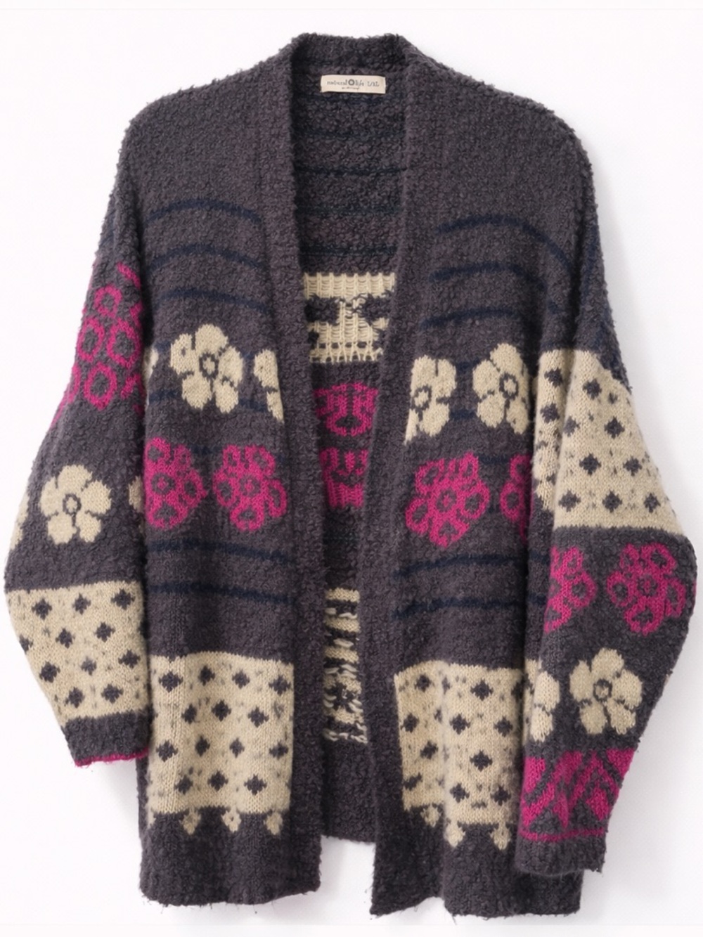 Natural Life Cardigan Cozy Open Front Sweater Multicolor